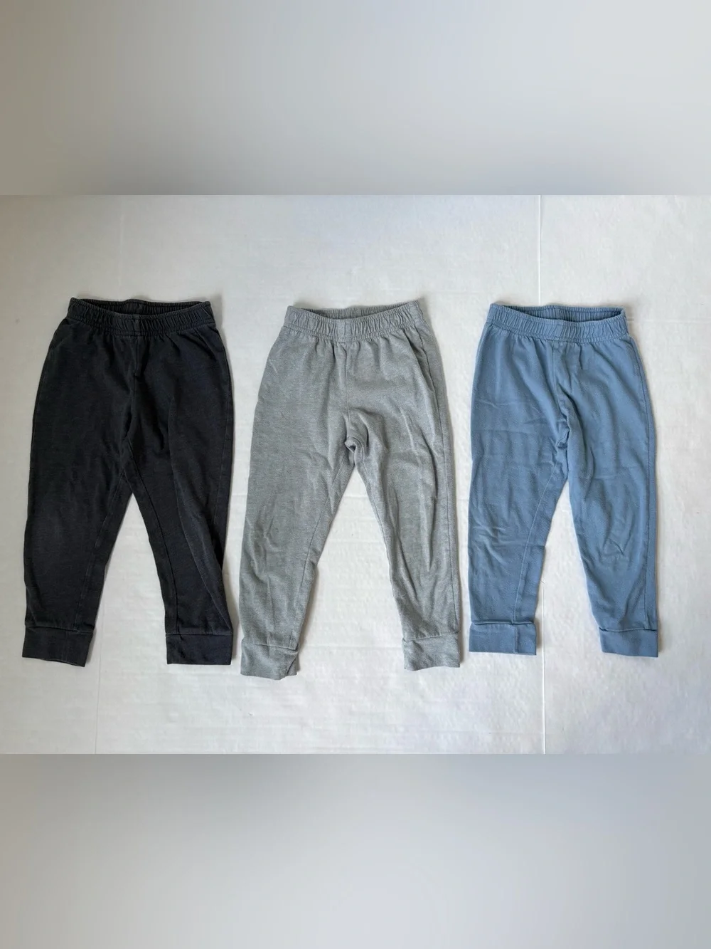 Cat & Jack Set 3 Gray Blue Joggers Pants 3T Toddler Boy Jersey Pull On Elastic